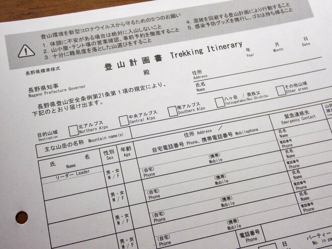 【山の日】「何のため？ 誰のため？」 無料（タダ）なのに役立つ装備《登山届》について 「歩き出す前に登山は始まっている」 2022年の画像004