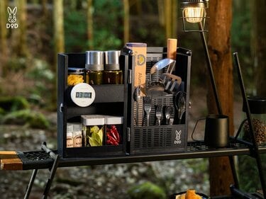 DOD シェフレルシェルフ　調味料　ナイフ　カトラリー キッチンギア」キャンプへまとめて持ち運び！ 包丁スタンド＆調味料