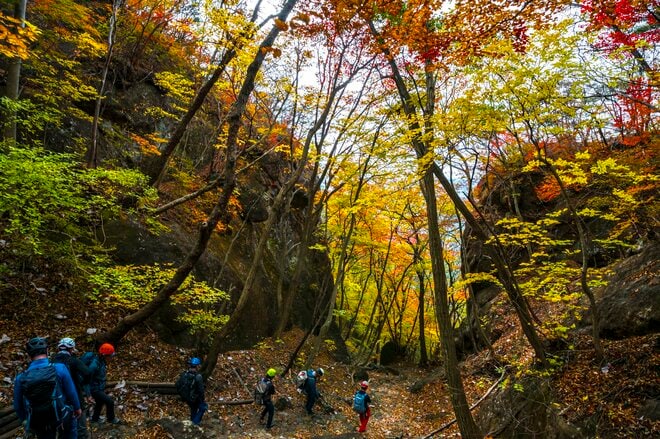 【妙義山】紅葉と奇岩のコントラストが見事な石門群をいく錦繍の絶景巡り！  スリリングすぎる “石門コース” 登山　群馬県｜2025年の画像009