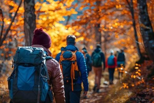 秋の登山の服装