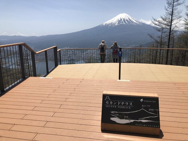 【話題の写真映えスポット】対角線上に並ぶ富士山と河口湖の絶景！「FUJIYAMAツインテラス」へのバスが運行開始！  2022年・山梨県の画像002